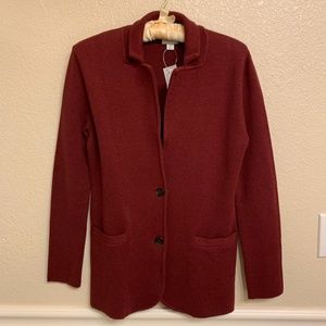 J.Crew Factory Sweater Blazer Size XS Burgundy Wine New